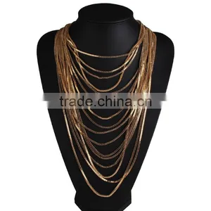 2016 Europe and the United States the New Multilayer Long Thin Chain Necklace thumbnail-1