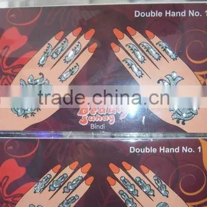CRYSTAL SILVER HAND TATTOO BINDI Henna thumbnail-1