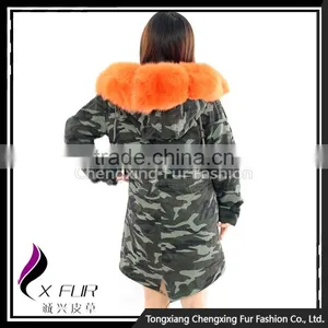 CX-G-P-03B Women Fashion Fur Jacket With Fur Inside Fur Collar Parka thumbnail-4