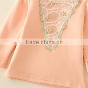 2015 New Design Girls T-shirts With Lace Design Sweet Girl T-shirt With Plush in Side thumbnail-6