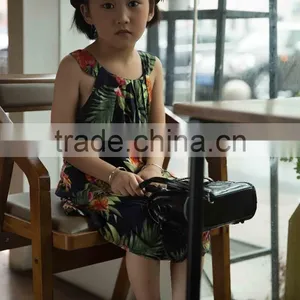 Fashion 2016 Girl Sleeveless Strap Dress Bright Color Printed Flower Girl Dress thumbnail-3