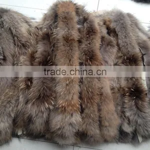 BBG-H-5 High Quality Detachable Real Raccoon Fur Collar / Raccoon Fur Trim for Hood thumbnail-3