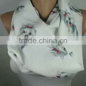 Dog Print Scarf Yorkshire Terrier Infinity Scarf Loop Scarf Winter Scarf Scarf Women Fashion Accessories Valentines Day Gift Ide thumbnail-4