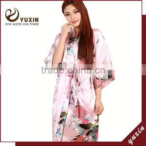 Factory Wholesale Satin Plain Bath Robe Satin Robe Silk Robe WR013 thumbnail-1