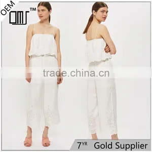 2017 Newest Fashion Embroidered Sling Ladies Jumpsuit With Ruffles thumbnail-1