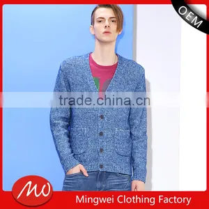 Hot 2017 Fashionable Best Price Long Sleeve Blue Sweater Men for Wholesale thumbnail-1