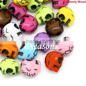 Mixed Halloween Skull Acrylic Spacer Beads 17x17mm thumbnail-1