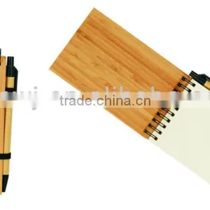 Wooden Cover Spiral Notebook 70grams 70sheets 9*14cm With Elasticity With Recycle Paper Pen thumbnail-1