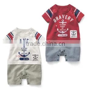 2016 Summer Navy Style Stripe Baby Boy Romper thumbnail-1