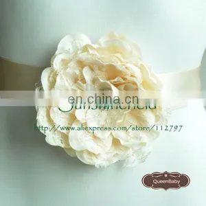 Laced Peony Flower Sash Belt For Kids QueenBaby thumbnail-1