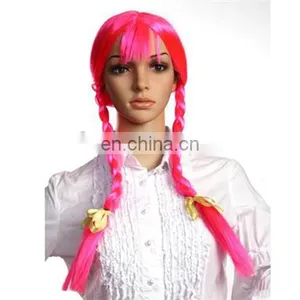 MCW-0391 Party Masquerade Synthetic Long Women Hot Straight Pink Braids Wig thumbnail-1