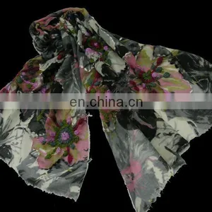 (SUPER DEAL)PURE WOOL PRINTED SHAWL thumbnail-1