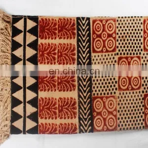 Hand Block Printed Rugs Carpets Indigo Carpet Runner Indian Cotton Ragrug thumbnail-1