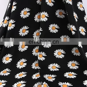 2020 HOT Soft Small Daisy Fabric 100D Four Side Elastic Digital Printed Fabric Chrysanthemum Top Women's Dress Fabric thumbnail-6