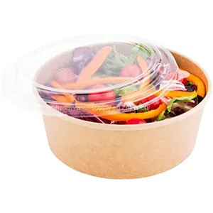Compostable Kraft Storage Containers Round Kraft Salad Bowls Soup Disposable Packaging Tableware thumbnail-1