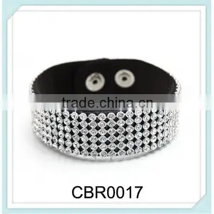 2014 Fashion Leather Bracelet With Crystal Diamond for Girls Women thumbnail-1