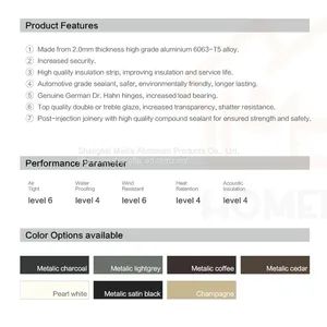 HMK-65 Thermal Break Aluminum Swing Door Garage Patio Door Opener Villa Glass Revolving Aluminum Door thumbnail-3