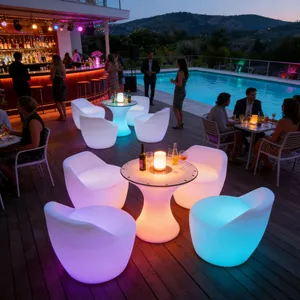 IP65 Waterproof Luminous Table Chair Set 16 Color Changing Design Fit for Outdoor Events Hotels Bars thumbnail-1