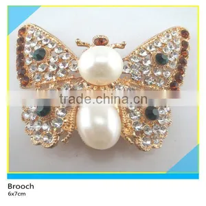 Gold Metal Base Topaz Square Rhinestone Brooch Glass Stone Brooch 3x5cm thumbnail-5