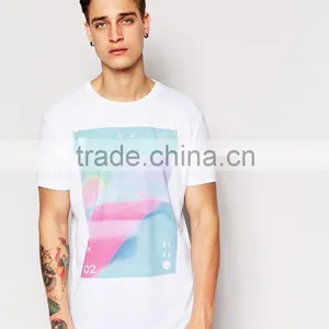 Longline T-Shirt With Landscape Photographic and Side Zips thumbnail-1