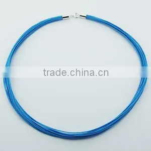 Turquoise 12 Cotton Strands 925 Sterling Silver Choker Necklace thumbnail-1