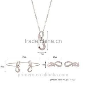 Fashion 18K White Plated Infinity Rhinestone Earrings Necklace Bracelet Set Jewelry thumbnail-3