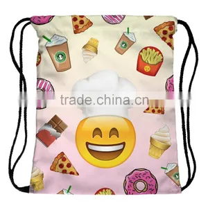 High Quality 3D Printed Emoji Cook Polyester Drawstring Bag thumbnail-6