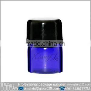 Blue 1ml Vial Glass Bottle With Black Bcap thumbnail-1