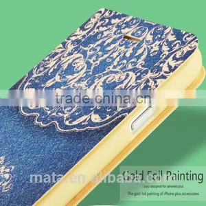Glod Foil Painting Ultra Thin Breathable Leather Case For Iphone 6 thumbnail-4