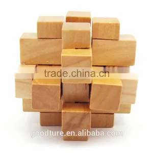 2015 Hot Sale Wooden IQ Intelligent Puzzle Magic Puzzle Kongming Lock Brain Teaser Model Number GAD1074 thumbnail-1