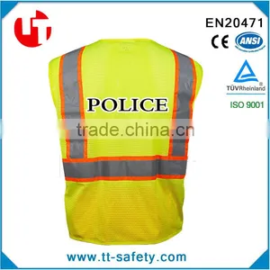 European-American Style High Visibility Fluorescence Public Police Warning Reflective Vest Jacket thumbnail-2