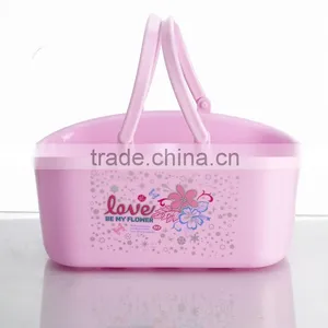 Plastic Basket With Handle,Red Plastic Shopping Basket thumbnail-1