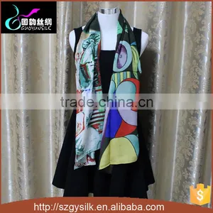 in Stock Long Custom Printed 100%silk Scarves thumbnail-1