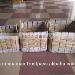 Rectangular Water Hyacinth Basket/Storage Basket With 2 Handle /Made in Vietnam Set of 3 thumbnail-3