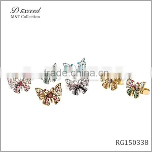 New Fashion Butterfly Ladies Gold Finger Ring thumbnail-1