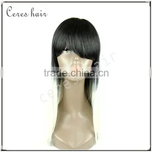 Dark Root White Ombre Wig Synthetic Hair Japanese High Temperature Fiber Synthetic Wig Straight Long Wig thumbnail-2