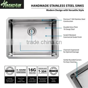 New Premium Undermount Single Bowl Handmade Kitchen Sink With CUPC Approval thumbnail-2
