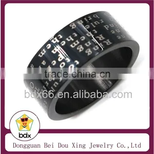 Personalized Wholesale Spinning Religious Lord's Prayer Men's Stainless Steel Black Plated Christians Bible Cross Finger Ring thumbnail-1