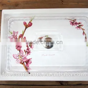 DFC Ceramic Rectangle Cake Plate With Plastic Cover thumbnail-1