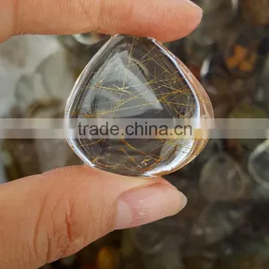 Rutilated White Crystal Quartz Stone Pendants Gems thumbnail-1