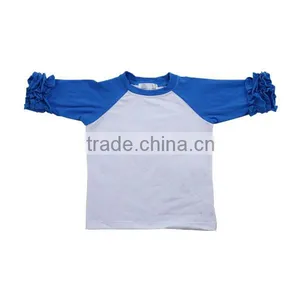 Wholesale Children's Boutique Clothing Kids Tshirt Round Neck Ruffle Raglan Shirt Deisgn Children t Shirt thumbnail-1