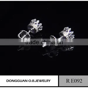 925 Silver Rhodium Plated Blue Zirconia Stud Earrings for Woman thumbnail-4