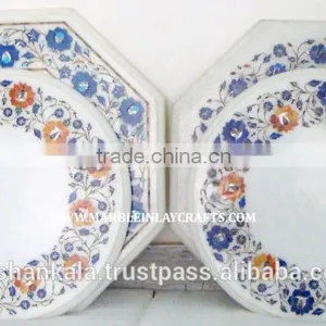 Marble Inlay Table Coffee Table Top, Handmade Decorative Table Tops thumbnail-1