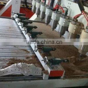 Eight Heads 4 Axises Wood CNC 3D Engraving Machine Ncstudio Control 4.5KW Delta Servo Motor Square Guide thumbnail-1