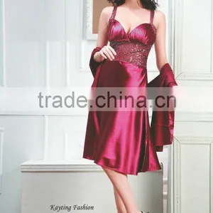 Modest Beaded Spaghetti Strap Elegant Knee Length Sale Evening Dress thumbnail-1