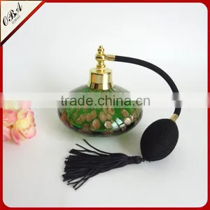 Mouth Blown Golden Spot Deco Glass Air Bag Perfume Bottles / 100ml Green Perfume Spray Packaging Gasbag Spray Pump thumbnail-1