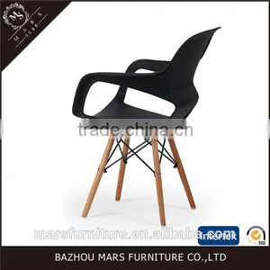 Cheap Wood Leg Plastic Chairs for Restaurant Cafe thumbnail-4
