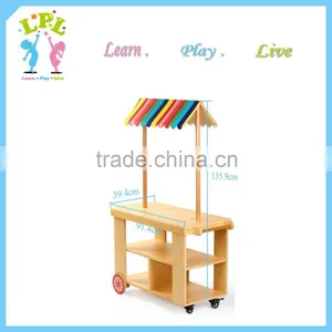 Wholesale High Quality Mobile Wooden Toys Vending Cart for Kids thumbnail-6