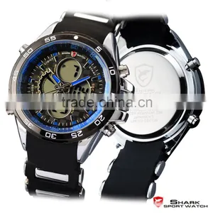 SHARK Men's Date Day Alarm LCD Sports Quartz Rubber Army Wrist Watch thumbnail-5