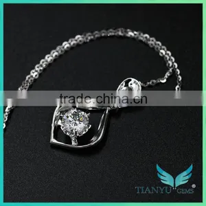 18k White Gold Necklace 7mm Equals Moissanite Net Moissanite Pendant thumbnail-6